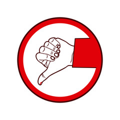 Fototapeta premium color silhouette of hand with signal disappointed vector illustration
