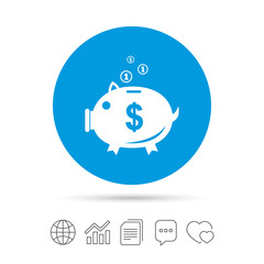 Piggy bank sign icon. Moneybox symbol.