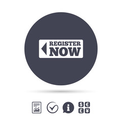 Register now sign icon. Join button symbol.