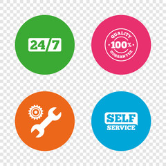 Repair fix tool icons. Customer service signs.