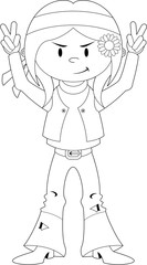 Cartoon Colour in Hippie Girl