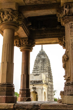 View through, famous ancient temples, Khajuraho Group of Monuments, India