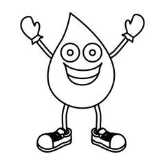 monochrome contour with animated drop blood symbol vector illustration