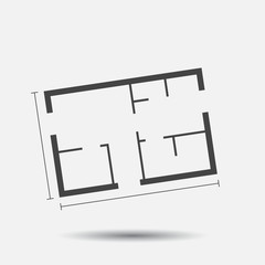 House plan simple flat icon. Vector illustration on white background.