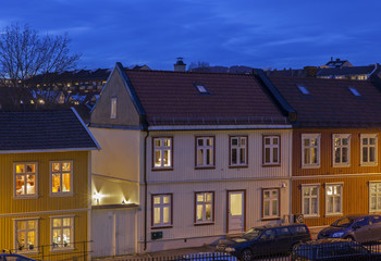 Old listed wooden houses in Oslo, Norway 