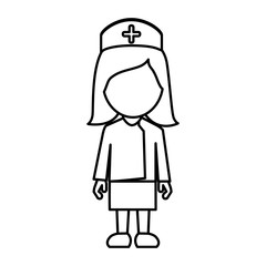 monochrome contour with faceless female nurse vector illustration