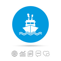 Obraz premium Ship or boat sign icon. Shipping delivery symbol.