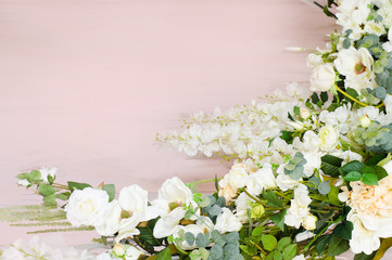 Roses on pink background