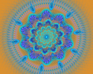 Colorful flower mandala fractal star