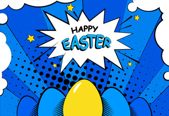 Easter background with eggs. Comics style - 138860037