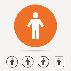 Man icon. Male human symbol. User sign. Circle, speech bubble and star buttons. Flat web icons. Vector