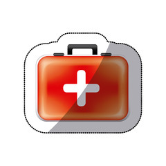 sticker color suitcase with blood donation kit vector illustration