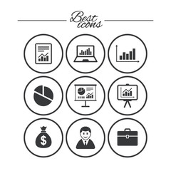 Statistics, accounting icons. Charts signs.
