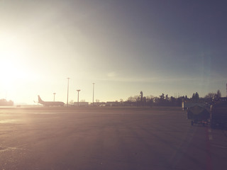 Airport landscape with bright sunshine