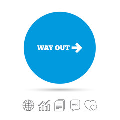 Way out right sign icon. Arrow symbol.