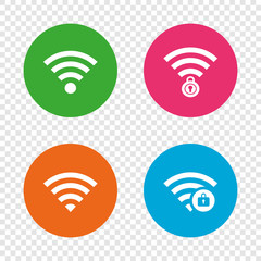 Wifi Wireless Network icons. Wi-fi zone locked.