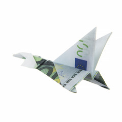 origami airplane from banknotes