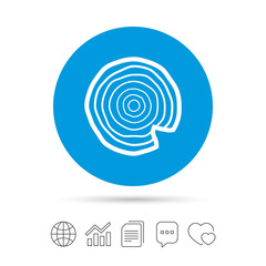 Wood sign icon. Tree growth rings.