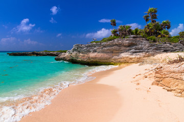Beach at Caribbean sea in Playa del Carmen, Mexico