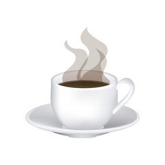 image color with hot cup of coffee serving on dish vector illustration