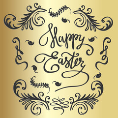 Easter vector vintage card phrase Happy Easter.