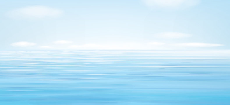 Vector blue sea  and sky  background.