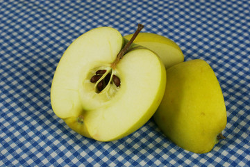 Ripe green apple and slice