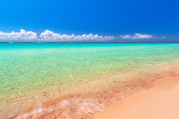 Beach at Caribbean sea in Playa del Carmen, Mexico