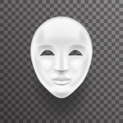 Mask Antique White Face Realistic 3d Transperent Icon Template Background Mock Up Design Vector Illustration