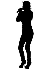 Singer women in pop style on white background