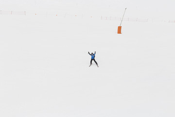 skier skiing on fresh powder snow. winter season. Sports