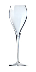 Empty glass for champagne isolated on white background with clipping path.
