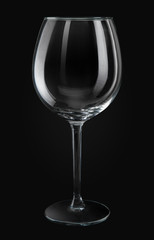 Empty crystal glass for wine isolated on black background with clipping path. 