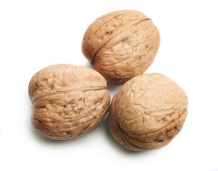 Walnuts isolated on white background