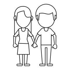 couple love hing hands thin line vector illustration eps 10