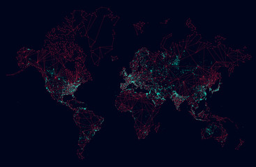 Sci-fi world map global connection futuristic interface