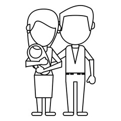 Obraz premium parents and baby family thin line vector illustration eps 10