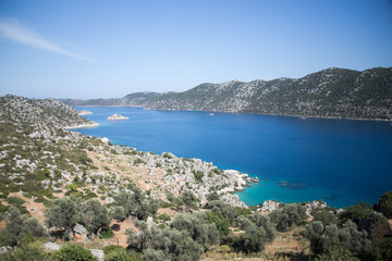 Obraz premium View over Kalekoy Simena bay in Uchagiz village