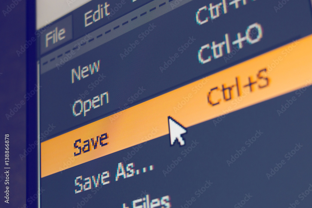 Fototapete Software menu item with save command