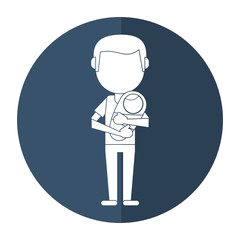 father carrying baby newborn shadow vector illustration eps 10