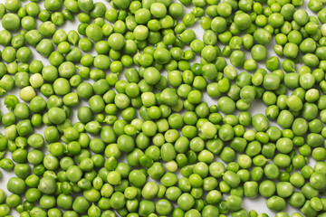 Fototapeta na wymiar Raw Peas, Isolated on White Background, Top View