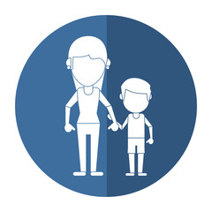 mom and son holding hands shadow vector illustration eps 10