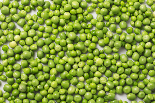 Raw Peas, Isolated on White Background, Top View
