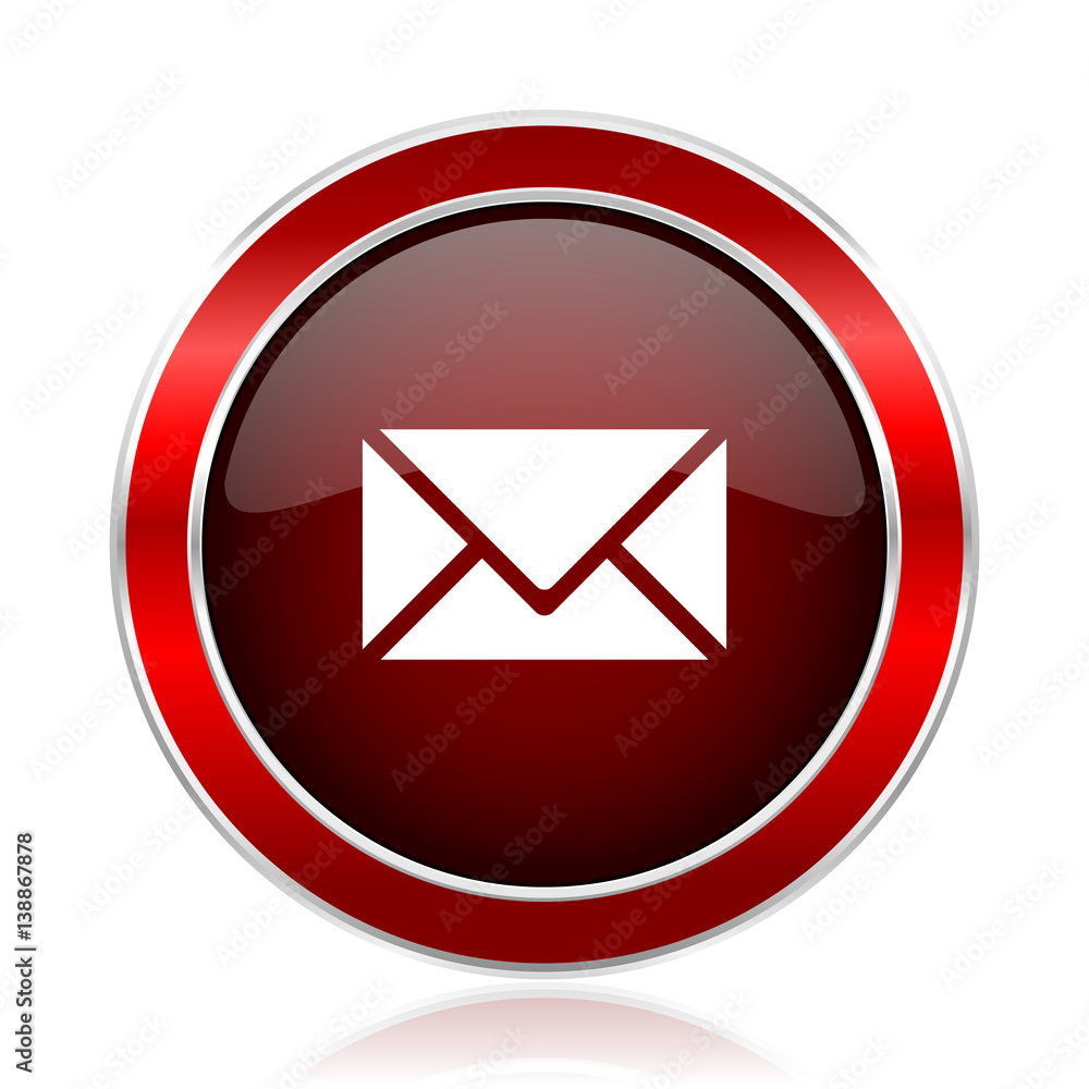 Poster email red round glossy vector web icon. circle modern design chrome metal border abstract sign for s