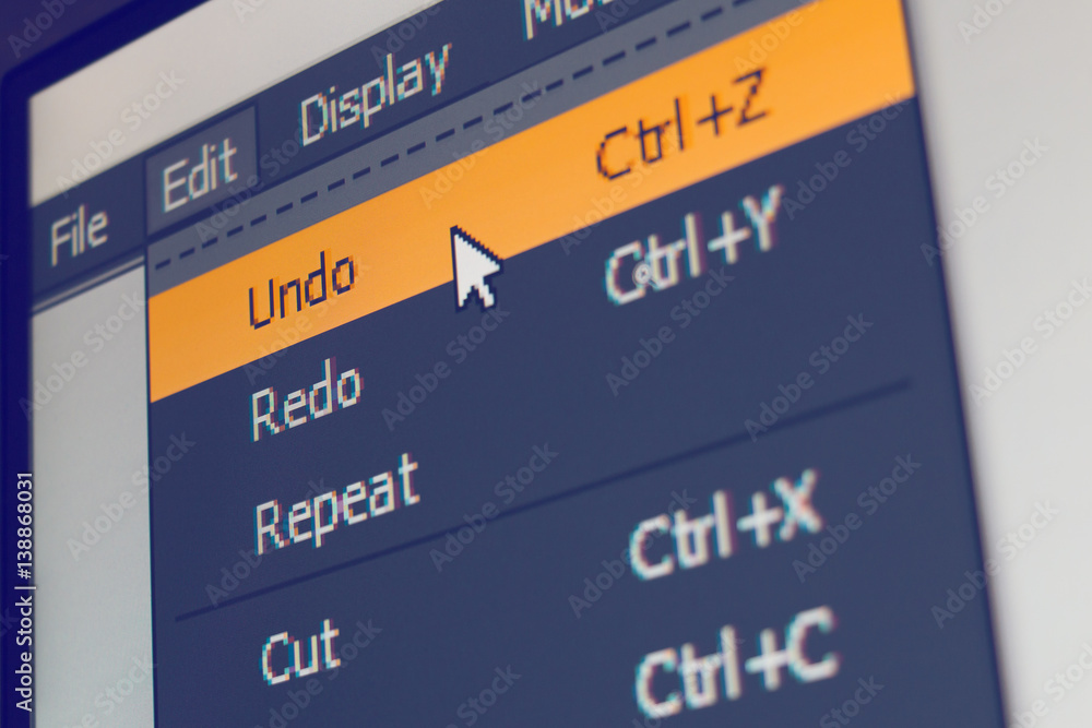 Poster software menu item with undo command