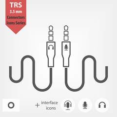Audio cable icon. 3.5 mm TRS connectors. Vector concept illustration for design. headphone and microphone icons