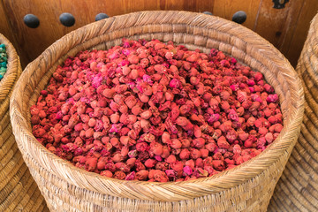 Spices and herbs  on street stal at Morocco traditional market.