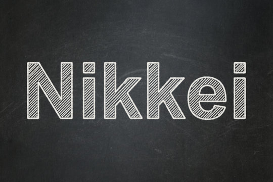 Stock market indexes concept: Nikkei on chalkboard background