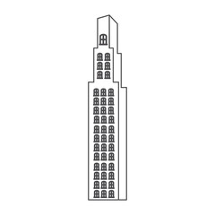 monochrome contour with building skyscraper vector illustration