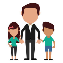 dad with daughter son holding hands vector illustration eps 10